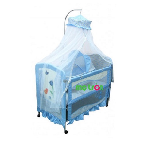 Nôi ngủ du lịch cho bé Sweet Cherry BC361 màu xanh với chất liệu thoáng mát