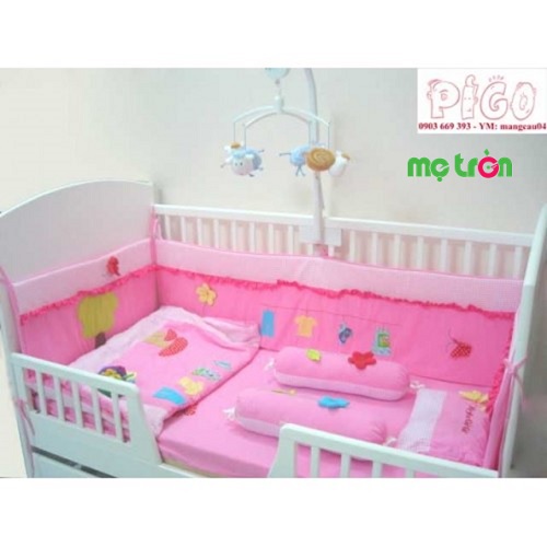Bộ quây chăn ga gối FS 009 màu hồng dễ thương 