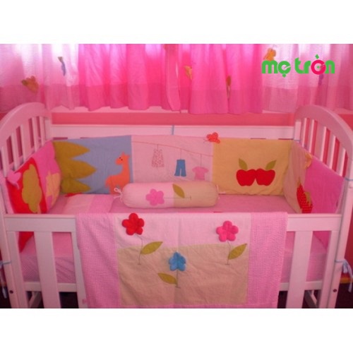 Fullset quây chăn ga gối gam màu hồng FS 003 dễ thương và rất an toàn cho sức khỏe của bé