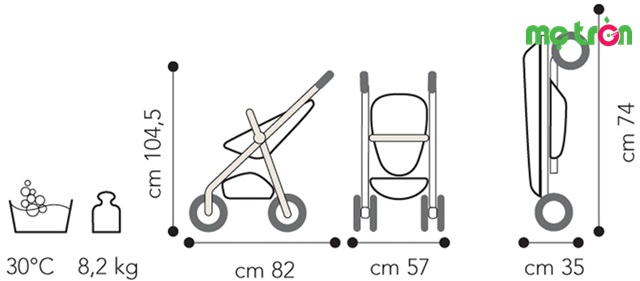 Xe đẩy có thiết kế gọn nhẹ, dễ dàng gấp mở và mang theo khi đi du lịch