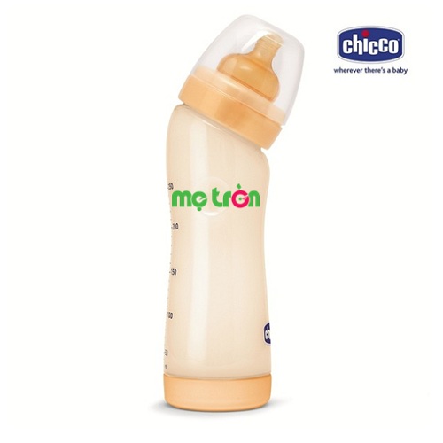 Bình sữa Chicco nhựa Pes 250ml cổ nghiêng góc 300 chống đầy hơi