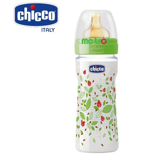 Bình sữa Wellbeing núm cao su dòng chảy thường Cánh cam 250ml Chicco 114864