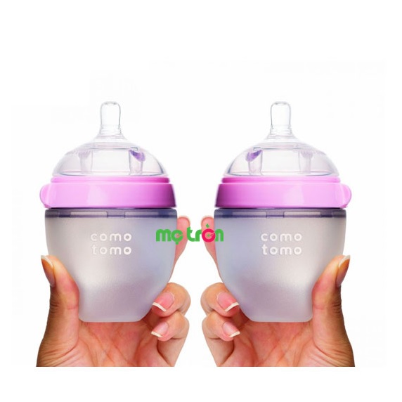 Hình ảnh sản phẩm bộ hai bình sữa Comotomo silicone 150ml cho bé (màu hồng – CT00002)