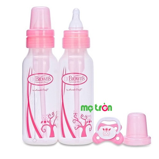 Combo 2 bình sữa 240ml cổ thường Owl và 1 ty ngậm 0-6 tháng