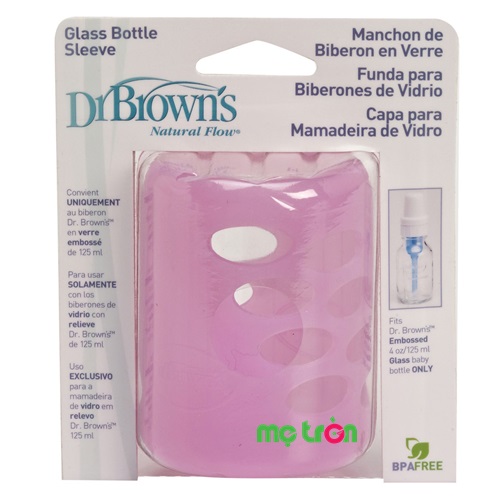 Vỏ bọc Silicone bình sữa thủy tinh Dr Brown hồng 120ml