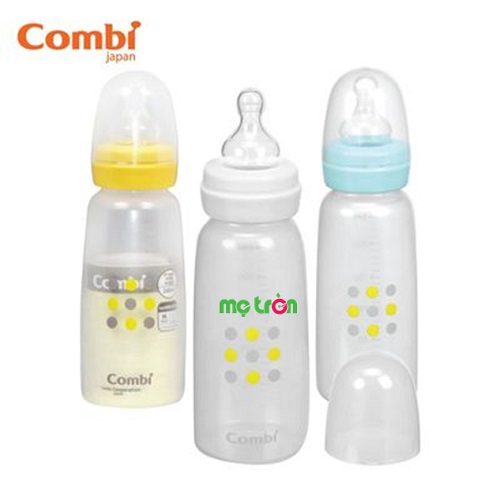 Bình sữa nhựa PP trong Combi 240ml - 3 màu trắng, xanh, vàng tiện ích và an toàn