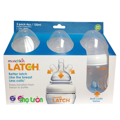 Bộ 3 bình sữa Munchkin Latch (4oz) 240ml tiện dụng và an toàn