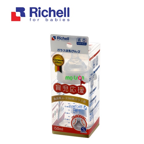 Bình sữa thủy tinh alpha siêu nhẹ cổ rộng 150ml Richell RC98144 tiện lợi và an toàn