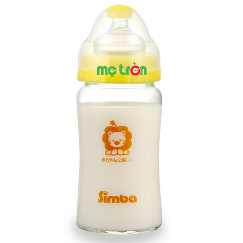 Bình sữa Simba hồ lô cổ rộng thủy tinh 240ml S6905 màu vàng