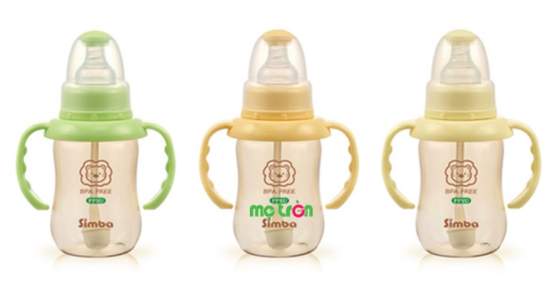 Bình sữa Simba PPSU 150ml S6125 hình hồ lô và thiết kế tay cầm tiện lợi