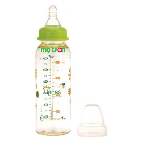 Bình sữa PES cổ xanh lá BPA UPASS 240ml UP02801CL an toàn với lò sóng vi ba