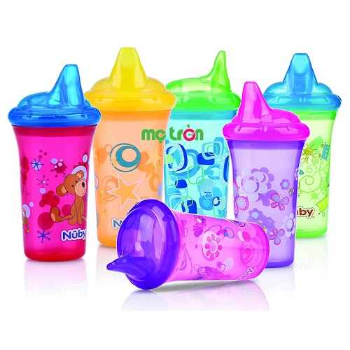 Bình uống nước nhiều màu Nuby 9oz/270ml không tay cầm cho bé