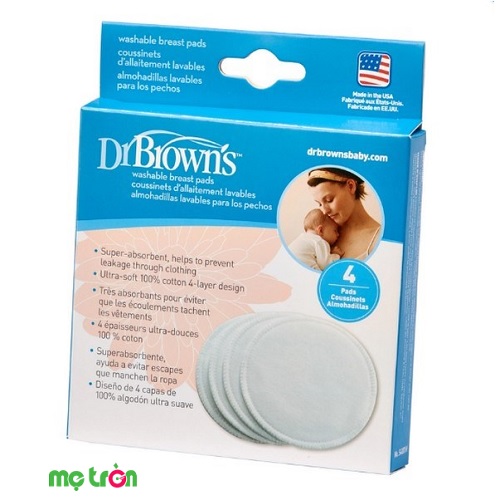 Miếng lót thấm sữa siêu thấm dùng nhiều lần loại giặt được Dr Brown's (4 miếng) S4001H