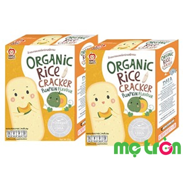 Bánh gạo organic vị bí đỏ Apple Monkey bổ sung Omega 3 & DHA