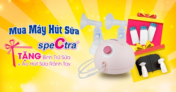 Tặng 3 bình trữ sữa Spectra cùng áo hút sữa rảnh tay khi mua máy hút sữa Spectra (17/4 – 25/4)