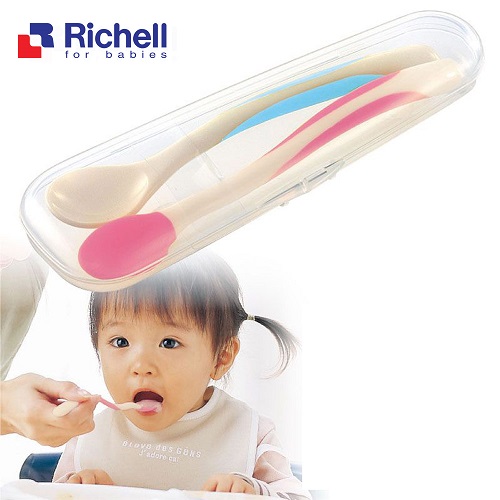 Bộ 2 thìa ăn cháo và thìa mềm Richell RC21161 ( xanh lơ và hồng)