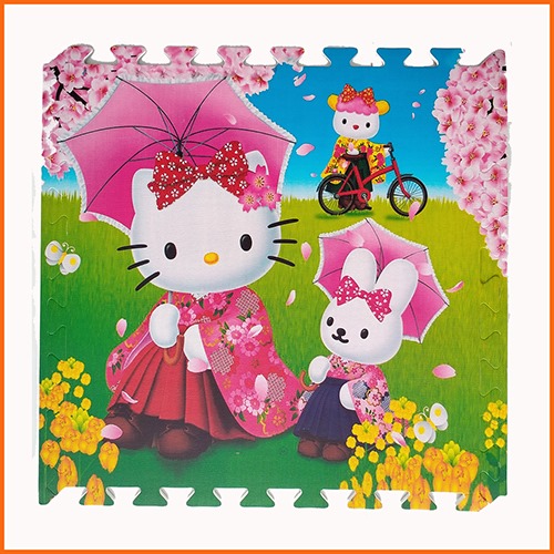 Thảm xốp cho bé Hello Kitty (60x60x1cm) - Bộ 4 tấm -Hình ảnh dễ thương- An toàn cho bé