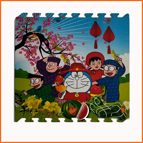 Thảm xốp cho bé hình Doremon (60x60x1cm) - Bộ 4 tấm -Hình ảnh dễ thương- An toàn cho bé