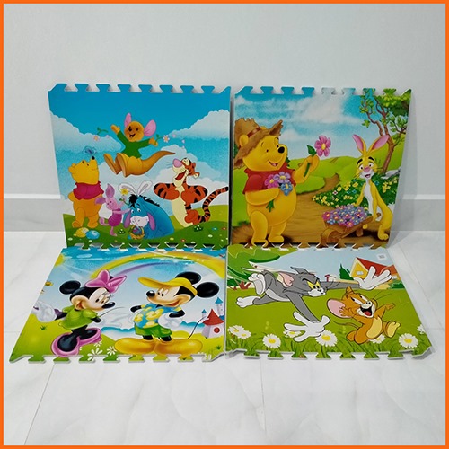Thảm xốp cho bé hoạt hình Disney (60x60x1cm) - Bộ 4 tấm -Hình ảnh dễ thương- An toàn cho bé