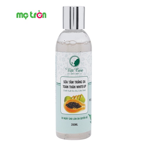 Sữa tắm trắng da toàn thân White-up từ thương hiệu Việt Care là sản phẩm được chiết xuất từ các thành phần tự nhiên với những ưu điểm vượt trội như không vàng lông, không hồi da khi ngưng sử dụng và không bắt nắng, giúp tái tạo và trẻ hóa làn da.