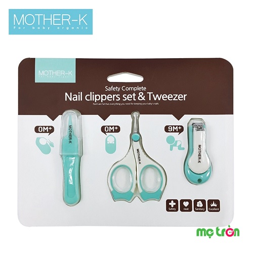 Bộ cắt móng tay gồm 3 món có nhíp vệ sinh mũi Mother-K