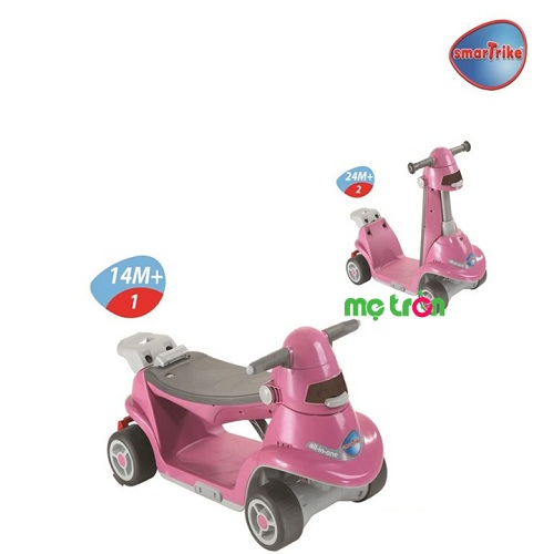 Xe chòi chân thiết kế thông minh AIO Smart-Trike màu hồng là dòng xe cho em bé đa năng, có thể chuyển đổi từ một chiếc xe chòi chân nhanh chóng sang chiếc xe scooter năng động một cách linh hoạt theo độ tuổi phát triển của bé.