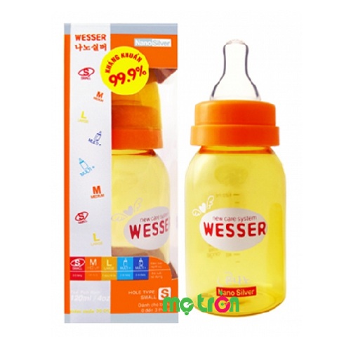 Bình sữa Nano Silver Wesser 120ml với thiết kế chống đầy hơi cho bé là sản phẩm chất lượng cao cấp của thương hiệu Wesser Hàn Quốc. Với khả năng kháng khuẩn đến 99,9% giúp đảm bảo an toàn tuyệt đối cho sức khỏe của bé.