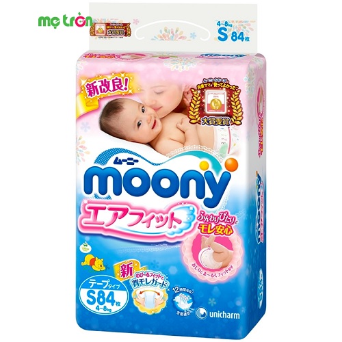 Tã dán Moony size S 84 miếng (4-8kg) cho bé luôn khô thoáng