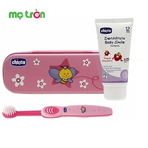 Bộ chăm sóc răng miệng 3 in 1 Chicco hình chú ong hồng