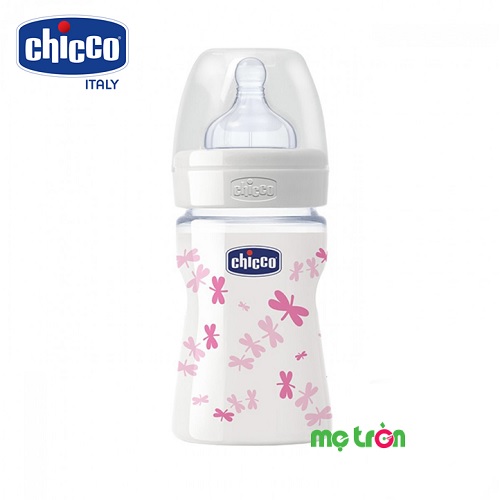 Bình sữa thủy tinh núm silicon Chuồn chuồn 150ml Chicco 114887