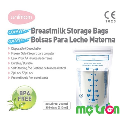 Túi trữ sữa Unimom Compact UM870251 210ml 30 túi của Hàn Quốc