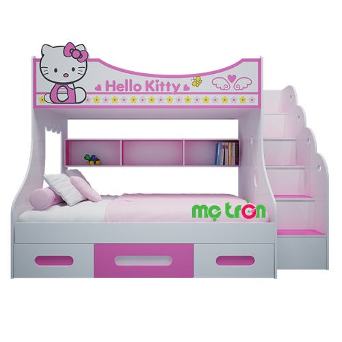 <p>Giường tầng Hello Kitty GT04 2 tầng màu hồng dễ thương (trên 1m – dưới 1m4) là sản phẩm chất lượng được sản xuất tại Việt Nam. Sản phẩm được thiết kế với kiểu dáng và họa tiết Hello Kitty màu hồng dễ thương. Chất liệu gỗ được nhập khẩu từ Malaysia cao cấp và đảm bảo an toàn tuyệt đối cho bé.</p>