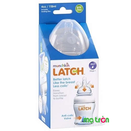 Bình sữa Munchkin Latch (4oz) sản xuất theo công nghệ mới nhất