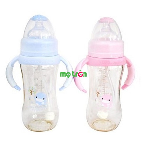 Bình sữa nhựa PES 280ml KUKU5836 với thiết kế hai tay cầm hai bên tiện lợi