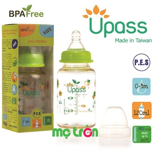Bình sữa Upass 120ml cổ xanh lá không BPA UP02401CL bền tốt dễ sử dụng là sản phẩm chất lượng cao cấp của thương hiệu Upass. Sản phẩm được làm từ chất liệu nhựa PES cao cấp, hoàn toàn không chứa BPA gây hại cho sức khỏe của bé. Bình sữa Upass nhựa PES có khả năng chịu nhiệt lên đến 1800 C.