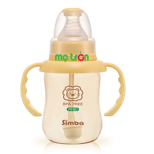 Bình sữa Simba PPSU 150ml S6125 hình hồ lô và thiết kế tay cầm tiện lợi