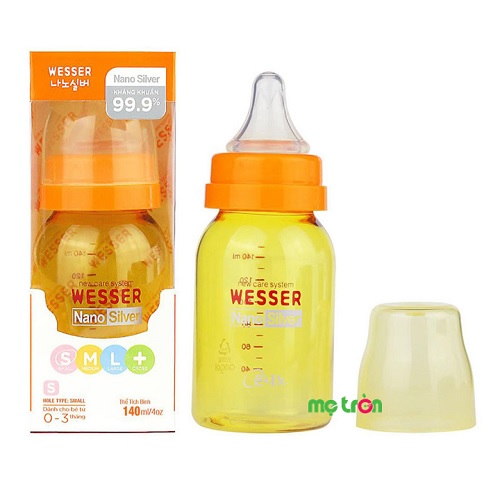 <p>Bình sữa Nano Silver Wesser 140ml với công nghệ kháng khuẩn bằng bạc siêu tốt là dòng sản phẩm chất lượng cao cấp và an toàn. Bình sữa được làm từ chất liệu nhựa PES cao cấp, có độ cứng độ đàn hồi tốt. Bên cạnh đó, với thiết kế đặc trưng chính là công nghệ kháng khuẩn bằng bạc giúp kháng khuẩn đến 99,99% rất an toàn cho sức khỏe của bé.</p>