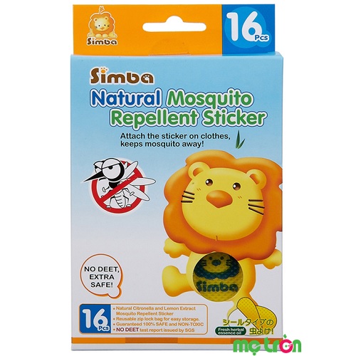 Miếng dán đuỗi muỗi Simba 16 miếng S9982 chiết xuất từ tinh dầu chanh cùng sả thiên nhiên mang đến khả năng đuổi muỗi một cách hiệu quả trong 72 giờ với khoảng cách 1m. Miếng dán được áp dụng công nghệ lưu lại hương nano, không gây kích ứng khứu giác cho trẻ nên an toàn tuyệt đối khi cho bé sử dụng.