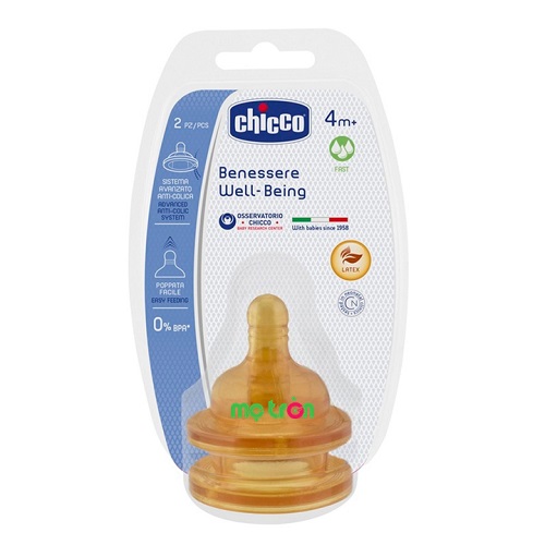 - Hai núm ty Chicco 4M+ 114885 làm từ chất liệu silicone cao cấp, an toàn.
- Thiết kế dòng chảy nhanh cho những bé trên 4 tháng tuổi.
- Có van chống sặc tiện lợi.
