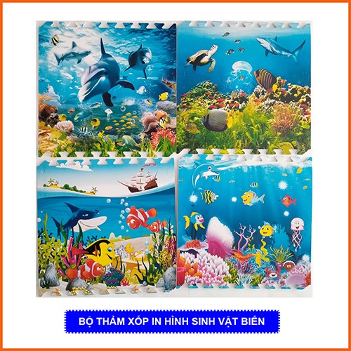 Thảm xốp cho bé hình sinh vật biển (60x60x1cm) - Bộ 4 tấm- Hình ảnh đại dương- An toàn cho bé